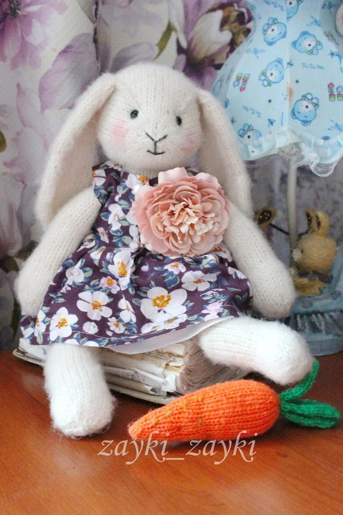 Knitted bunny - My, Knitting, Knitting, Knitted toys, Amigurumi, Needlework without process, Handmade