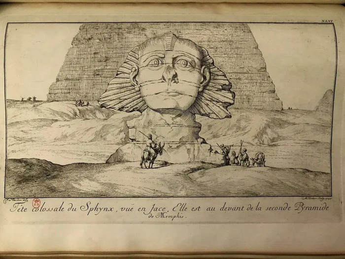 Рисунок Сфинкса из книги Фредерика Луи Нордена «Путешествие из Египта в Нубию».