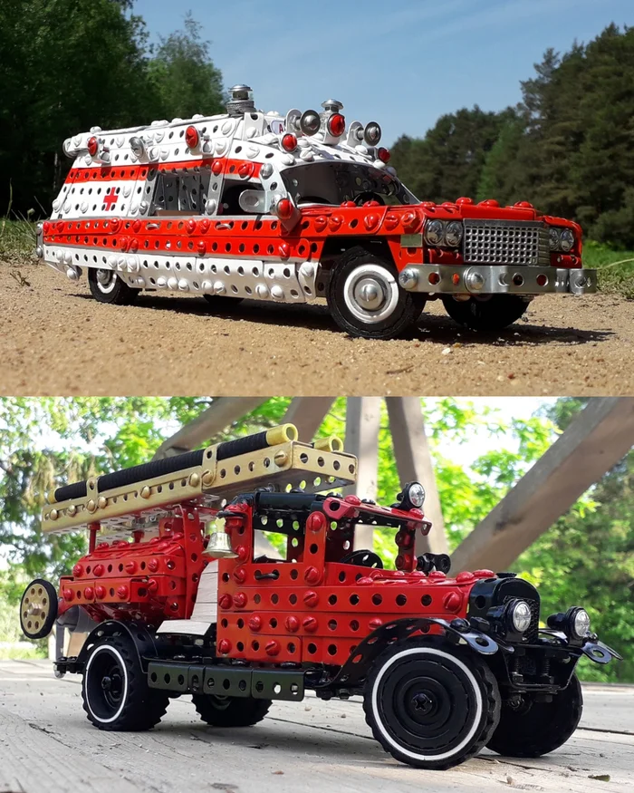 Miller Meteor Ambulance, ZIS-5 PMZ-2 made of metal construction kit, wire, rubber and cardboard - My, Ambulance, Fire engine, Special equipment, Modeling, Retro car, Cadillac, Zis