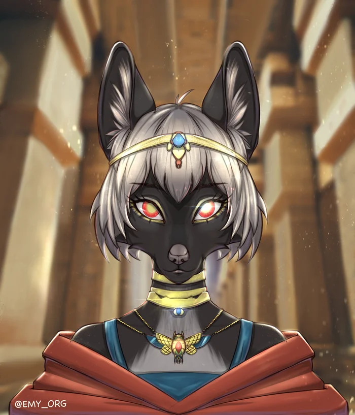 Egyptian girl - My, Furry, Art, Furry art, Furry canine, Furry fox, Egyptian mythology, Furry dog, Furry wolf, Cleopatra, Anime art