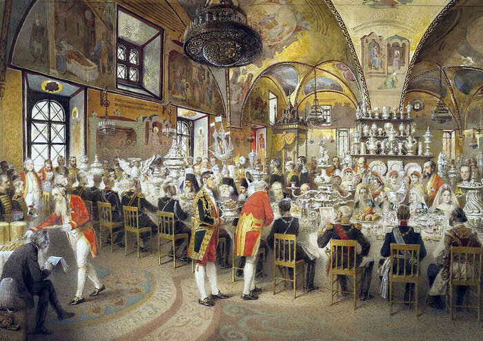 Михаил Зичи. Торжественный обед в Грановитой палате Московского Кремля.