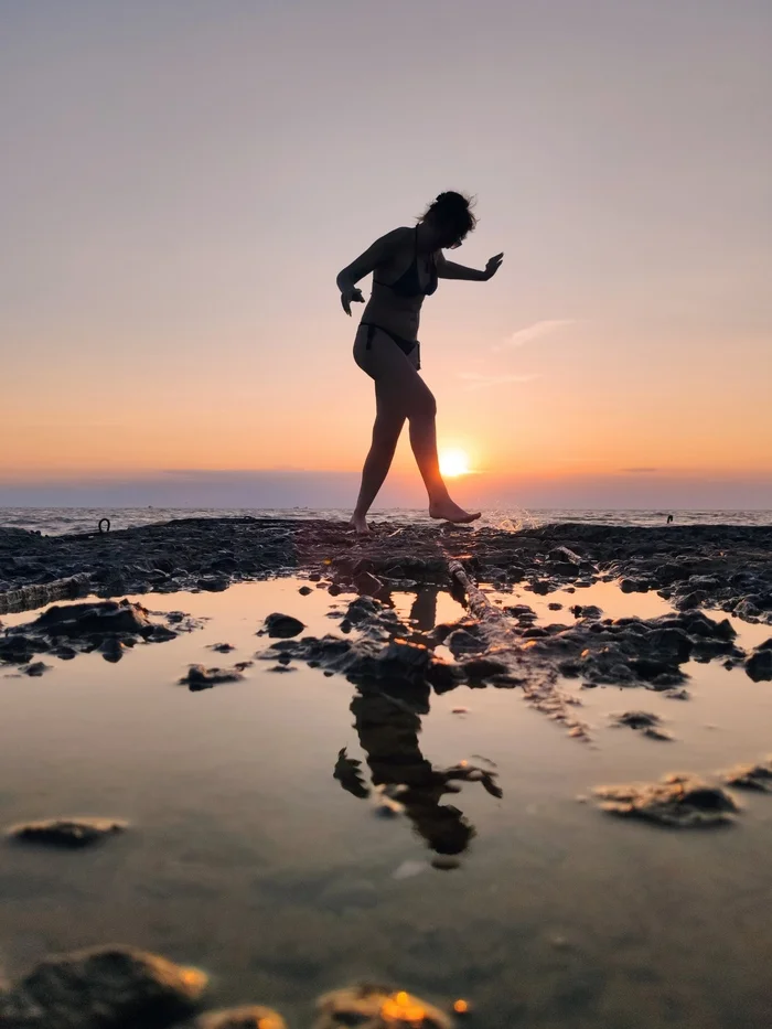 Sunset - My, Azov sea, Yeisk, Silhouette, The photo