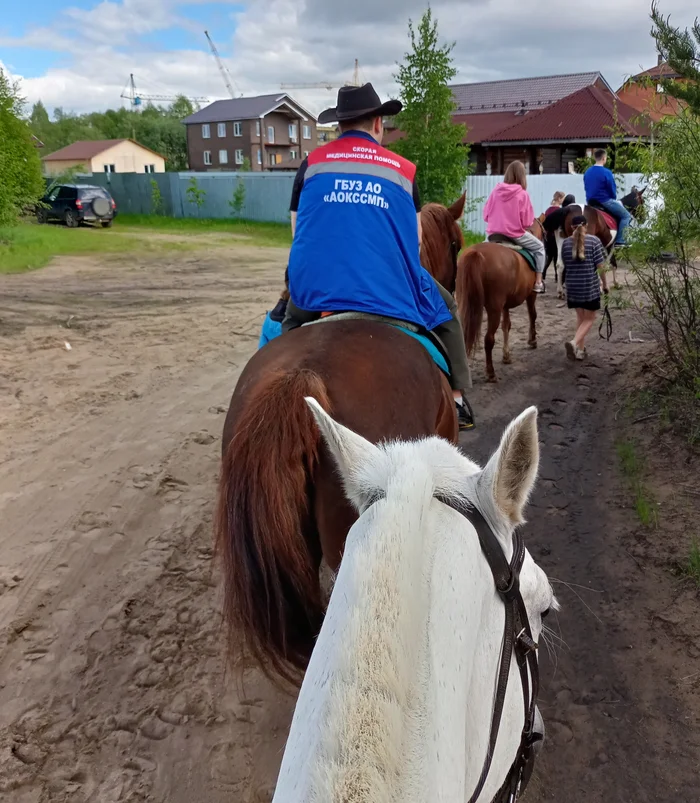 Ambulance of the future!!! - My, The medicine, Ambulance, The photo, Horses, Animals, Profession, Screenshot, Relaxation, Nature, Optimization, Cowboys, Cowboy hat, Village, Village, Transport, Humor, Riding, Longpost