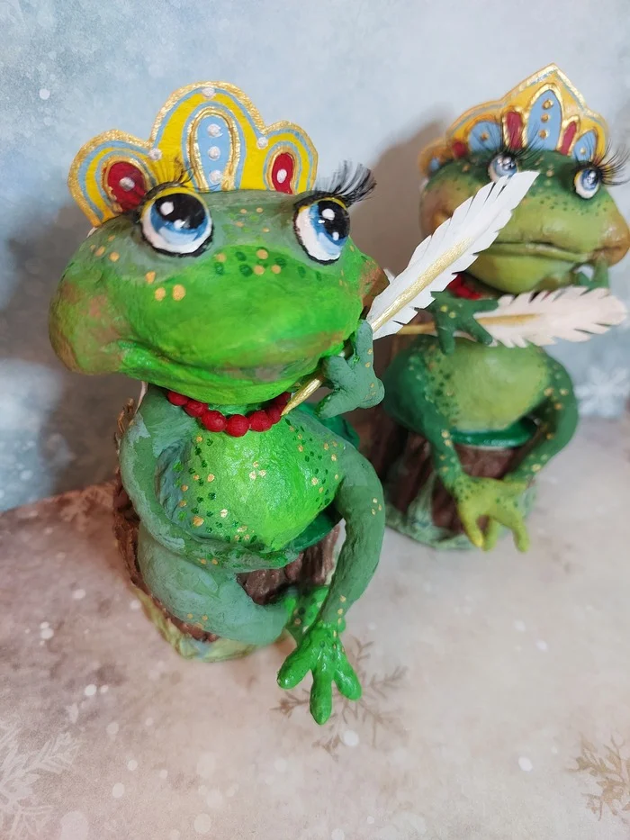 Princess frog - cotton toy - My, Author's toy, Christmas decorations, Toys, Needlework without process