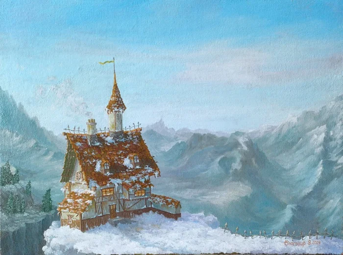 Frozen Wastes - My, Oil painting, Painting, Landscape, Fantasy, Winter, Painting, Art, Longpost