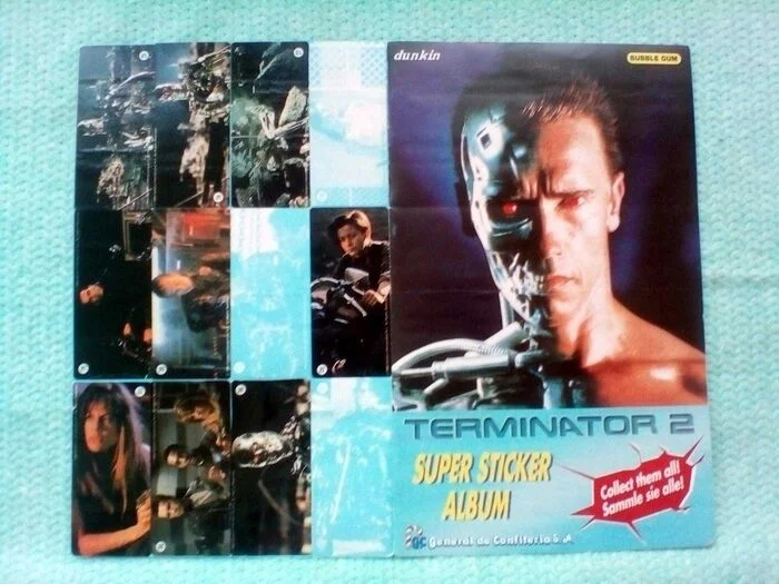 Album with stickers from chewing gum Terminator - Retro, Childhood of the 90s, Terminator 2: Judgment Day, Repeat