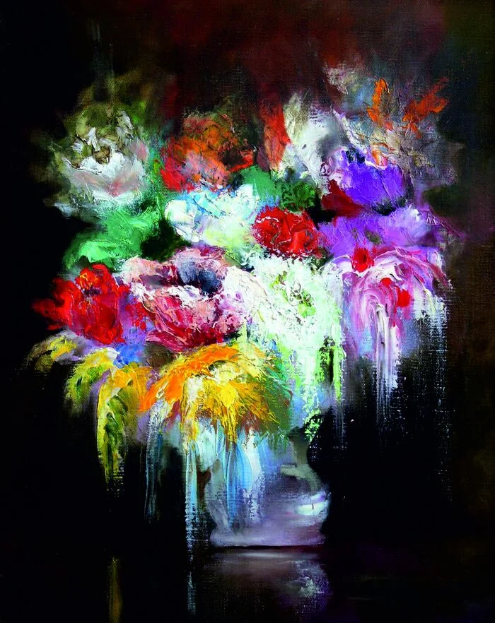 Fading bouquet - My, Artist, Oil painting, Canvas, Author's painting, Butter