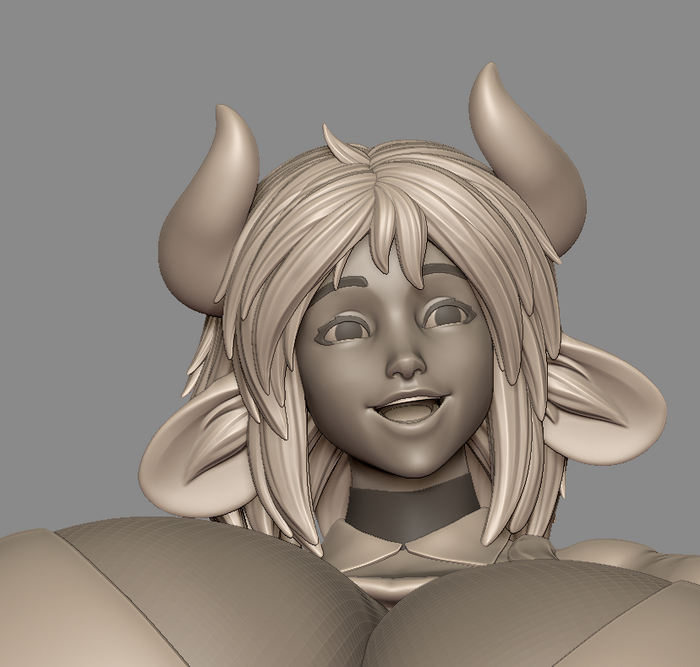 Ну и конечно лицо с ушками