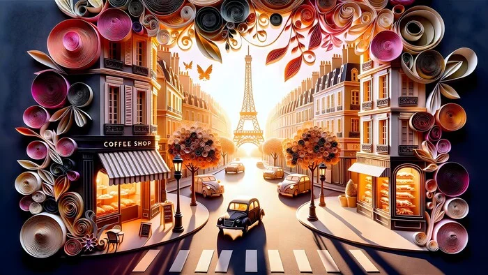 Elegant Parisian paper cityscape - Нейронные сети, Art, Neural network art, Another world, Digital drawing