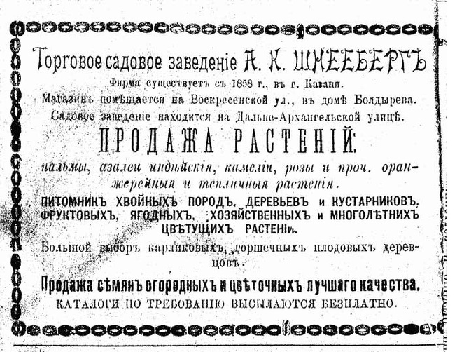 Торговое садовое заведение Альберта Карловича Шнееберга, г. Казань [1858 – 1910] Часть 1 - Моё, Краеведение, История города, Российская империя, СССР, Казань, Татарстан, Города России, История России, Путешествие по России, Длиннопост