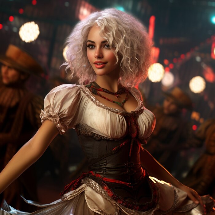 Ciri with wavy hair dancing on Showgirls --v 5.2