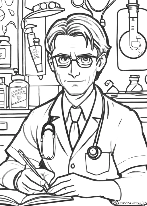 Doctors coloring pages for the upcoming holiday Medical Worker's Day - My, Нейронные сети, Neural network art, Longpost