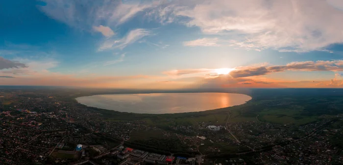 Плещеево озеро - Моё, Фотография, Дрон, Аэросъемка, Панорамная съемка, Закат, Плещеево озеро, Переславль-Залесский