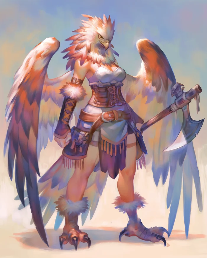 Barbara-aarakocra - My, Neural network art, Midjourney, Pinanoc, Girls, Barbarian, Barbarian, Barbara, Dungeons & dragons