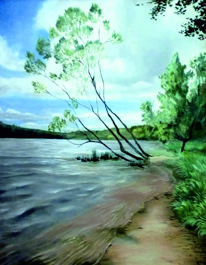 Forest Lake - My, Artist, Oil painting, Author's painting, Canvas, Butter, Longpost