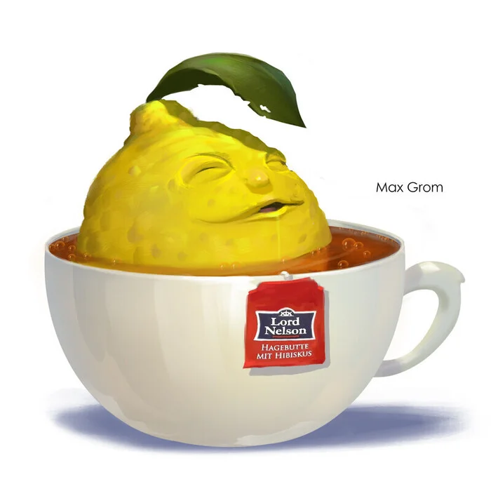 Tea with lemon - Art, Drawing, Tea, Lemon