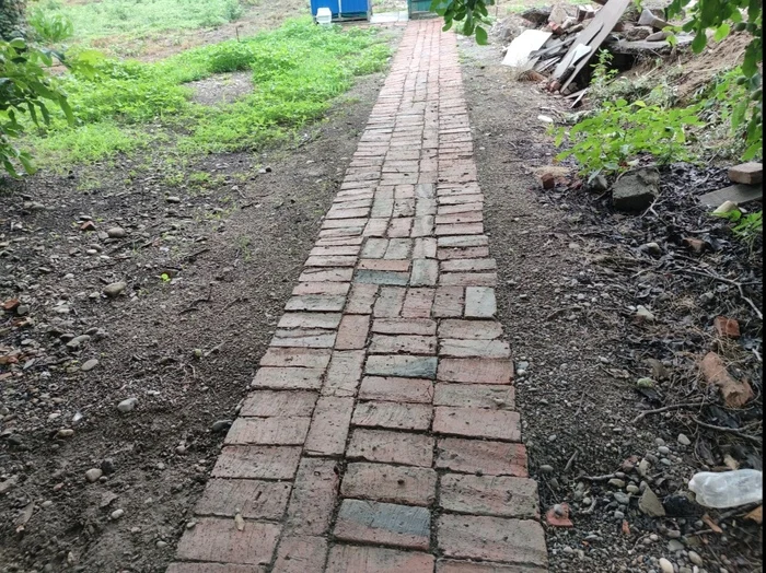 Cool garden path made from old bricks - My, Repair, Building, Homemade, With your own hands, Idea, Telegram (link)