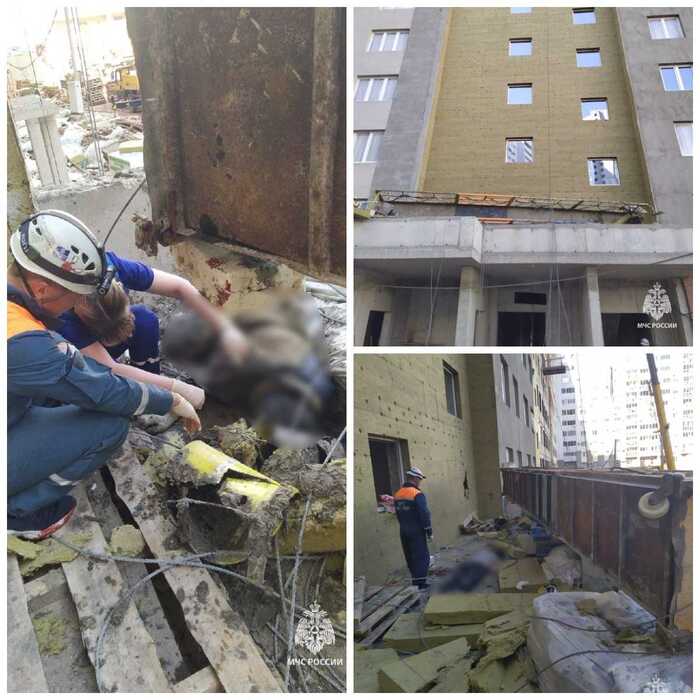 In Ufa, a cradle with workers fell from the 5th floor of a building under construction, there were casualties - Incident, Negative, Accident