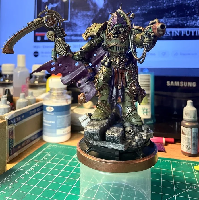 We continue to master painting. Mortarion - My, Warhammer 40k, Painting miniatures, Death guard, Mortarion, Primarchs, Longpost