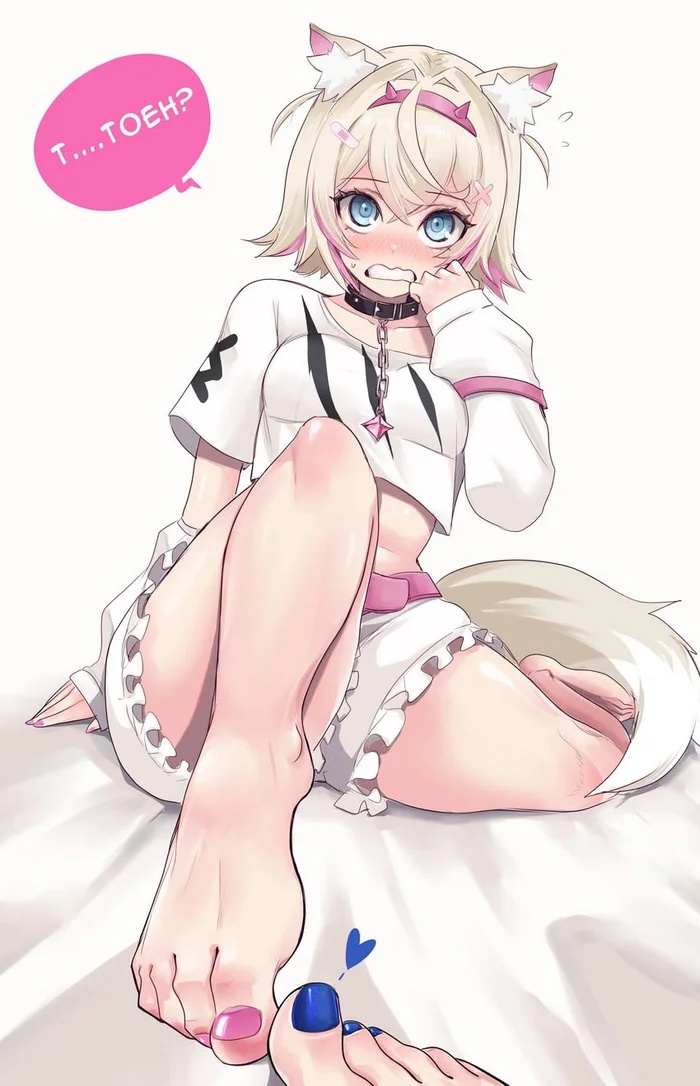 Hello, people of high culture - Anime, Anime art, Hololive, Mococo Abyssgard, Animal ears, Foot fetish