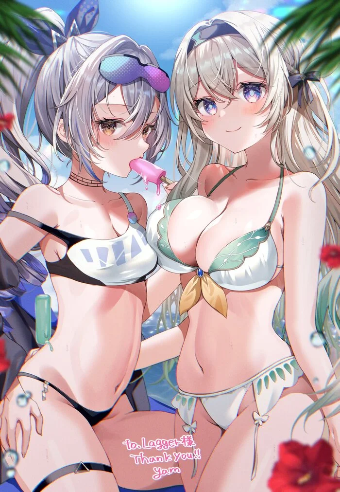 Women at sea - Anime, Anime art, Honkai: Star Rail, Firefly (Honkai: Star Rail), Silver Wolf (Honkai: Star Rail), Swimsuit