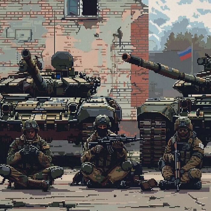 War through the eyes of pixels - My, Art, Neural network art, Нейронные сети, Pixel Art, Tanks, The soldiers, Army, Game art, Pixel