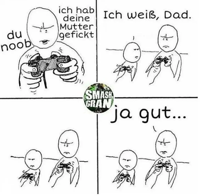 Gamer Dad - German, Humor, Gamers, Picture with text, Noob, Comics