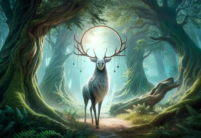 The Endless Forest - Midjourney, Neural network art, The Endless Forest, Folklore, Fantasy, Deer, Magic, Magic, Magical forest, Dall-e, Stable diffusion, Photoshop, Characters (edit), Desktop wallpaper, Art, Telegram (link)