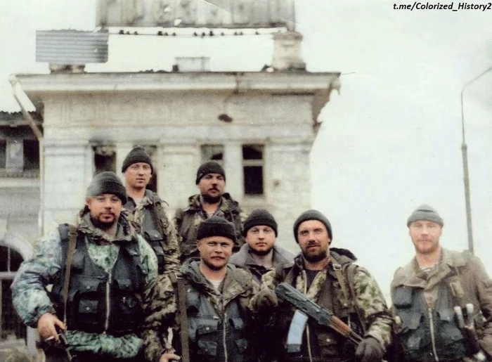 Moscow UVDT, OMON UT of the Ministry of Internal Affairs of the Russian Federation (Central Federal District) 1999 - 2001 in Chechnya. Colorization - My, Colorization, Chechnya, Chechen wars, City Grozniy, 90th, 2000s