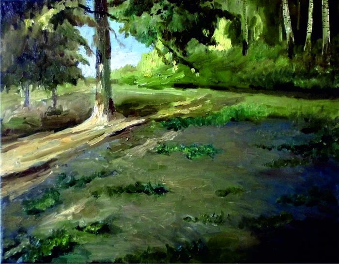 In the forest - My, Artist, Oil painting, Canvas, Author's painting, Butter