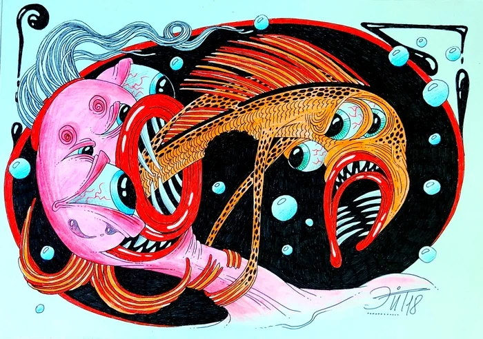 Fish day - My, A fish, Fishing, Dish, Art, Drawing, Artist, Sarcasm