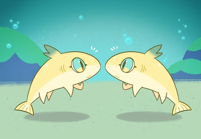 Lemon sharks - Art, Drawing, Kiss, Shark, Lemon, Memes