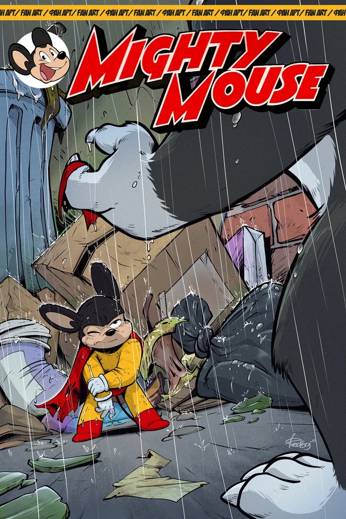 Mighty Mouse 3 - My, Redisoj, 2D, Characters (edit), Drawing, Art, Cover, Illustrations, Digital