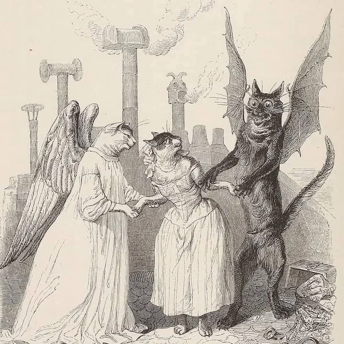 Let's go fix the vase - cat, Demon, Angel, Illustrations