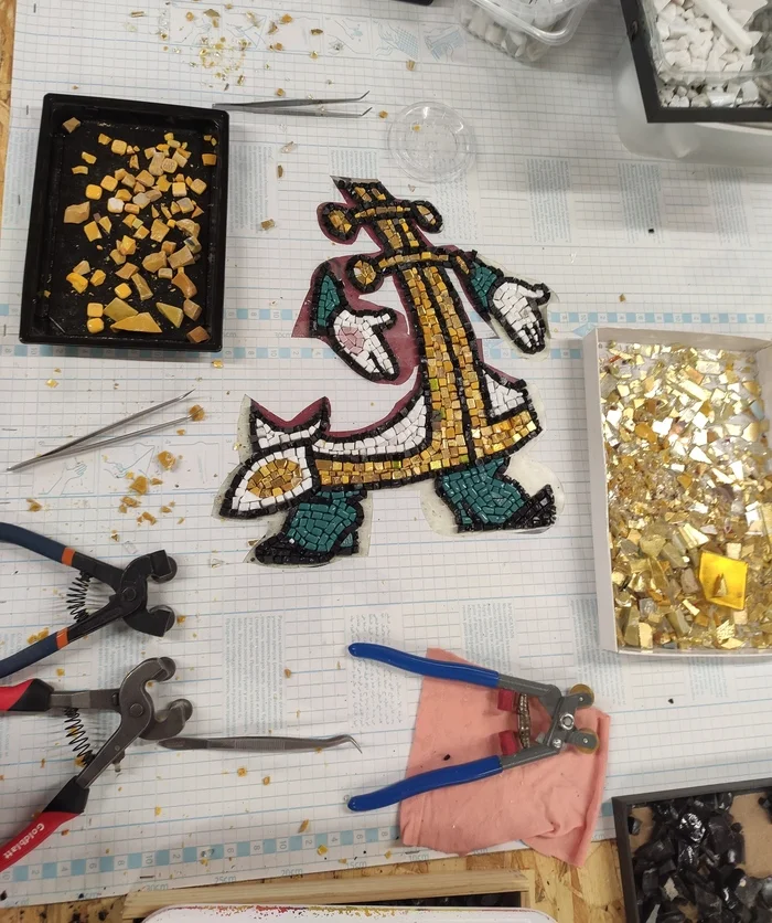 Did you guess the character right away? :) - My, Mosaic, Enthusiasm, Smalt, Tile, Gold, Tools