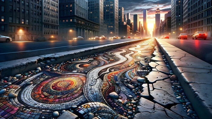 Mosaic Wonders: Urban Decay Transformed - Нейронные сети, Art, Neural network art, Another world, Digital drawing