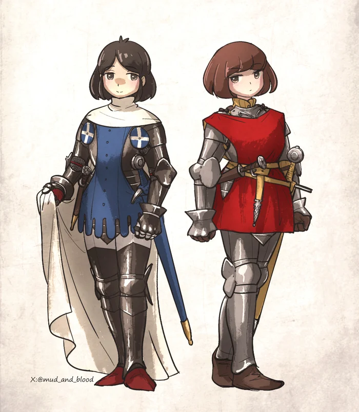 Blue and Red - Survey, Vanishlily, Art, Anime, Anime art, Original character, Middle Ages