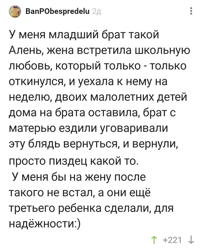 Школьная любовь не ржавеет? - Семья, Измена, Комментарии на Пикабу, Мат, Скриншот