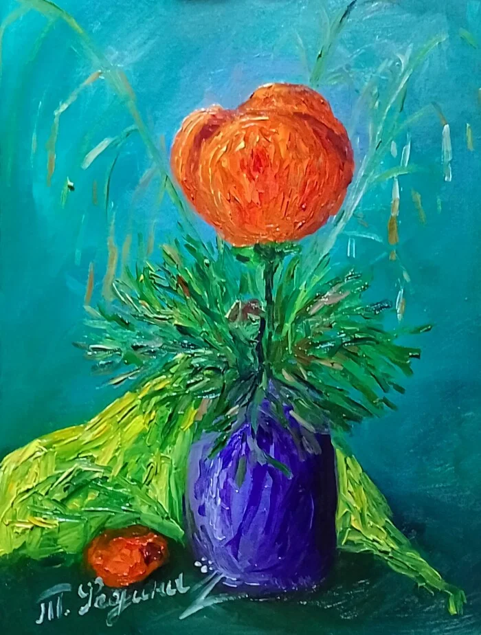 Oriental poppy. Author Tatyana Fedina - My, Oil painting, Canvas, Artist, Self-taught artist, Poppy, Saratov