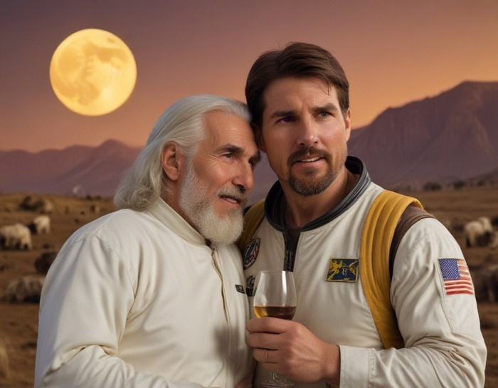 Красивые горы, вкусное вино, ароматный шашлык, приятные гости, что еще надо для успешного полета на Луну?
