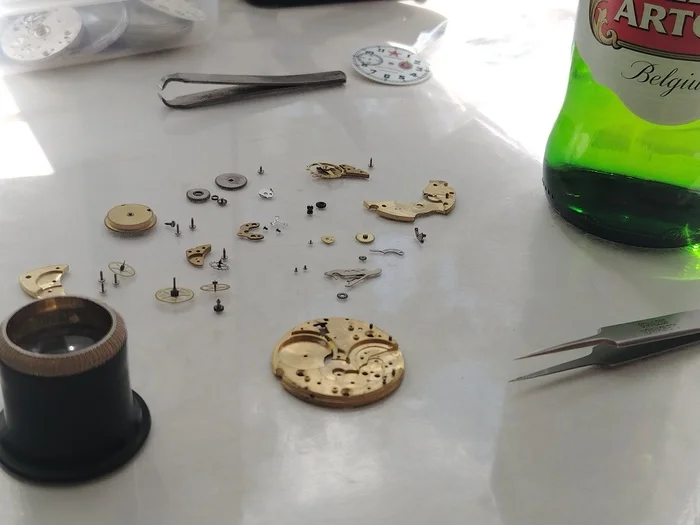 On your birthday, light beer, music and another masterpiece! - My, Good mood, Hobby, Wrist Watch, Mariaz, Workshop, Craftsmanship, Master, Made in USSR, Smersh, Clock, Restoration, Birthday, Video, Longpost