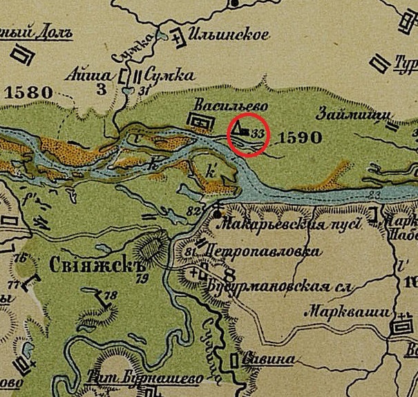 Карта Волги от Ветлуги до Камы 1881 года