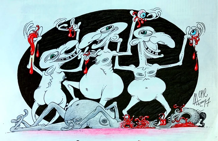 Won't see Won't hear Won't say - My, War, Monkey, Parable, Black humor, Caricature, Person, People, Artist, Language, Ears, Eyes