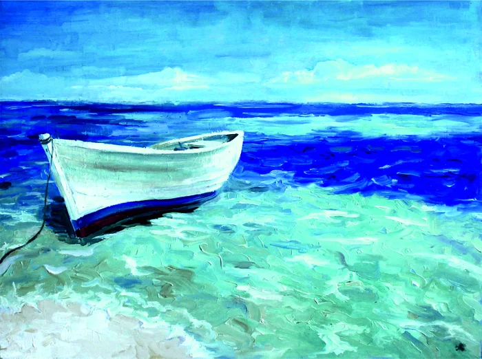 I'll sail away, sit on this one and adie monsieur - My, Artist, Oil painting, Canvas, Author's painting, Butter