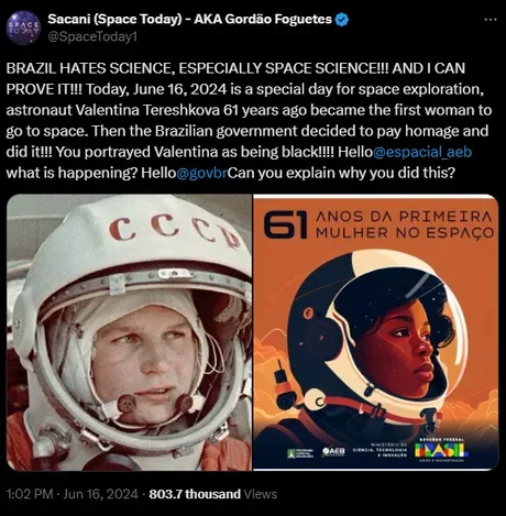 First woman in space - History (science), Racism, Picture with text