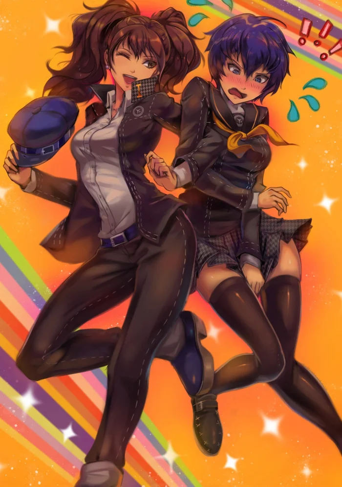 Рисе и Наото - Anime Art, Аниме, Игры, Persona, Persona 4, Naoto Shirogane, Kujikawa Rise