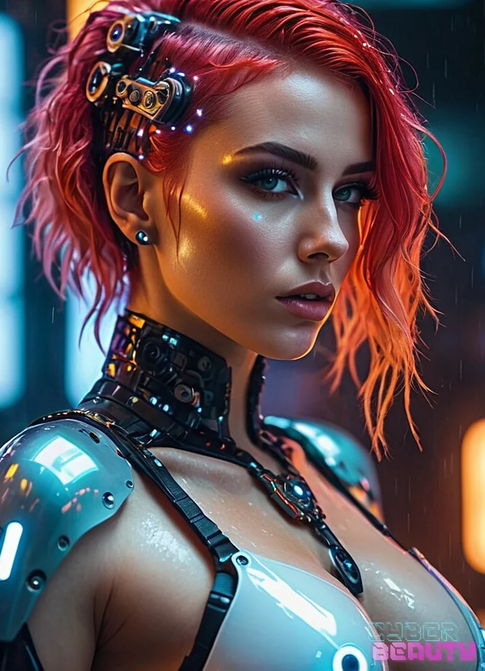 Cyberpunk girl 5 - My, Cyberpunk, Cyborgs, Girls, beauty, Art, Neural network art