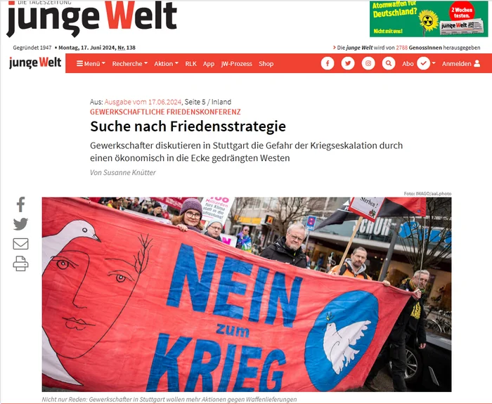 Germany - peace conference of trade unions: searching for a strategy for peace - Politics, Germany, Special operation, Union, Stuttgart, European Union, West, Longpost