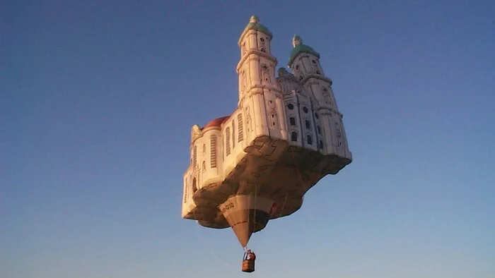 The Flying Cathedral is a project by artists Jan Kaeser and Martin Zimmermann dedicated to the 200th anniversary of the Swiss canton of St. Gallen - My, Crossposting, Pikabu publish bot, Longpost
