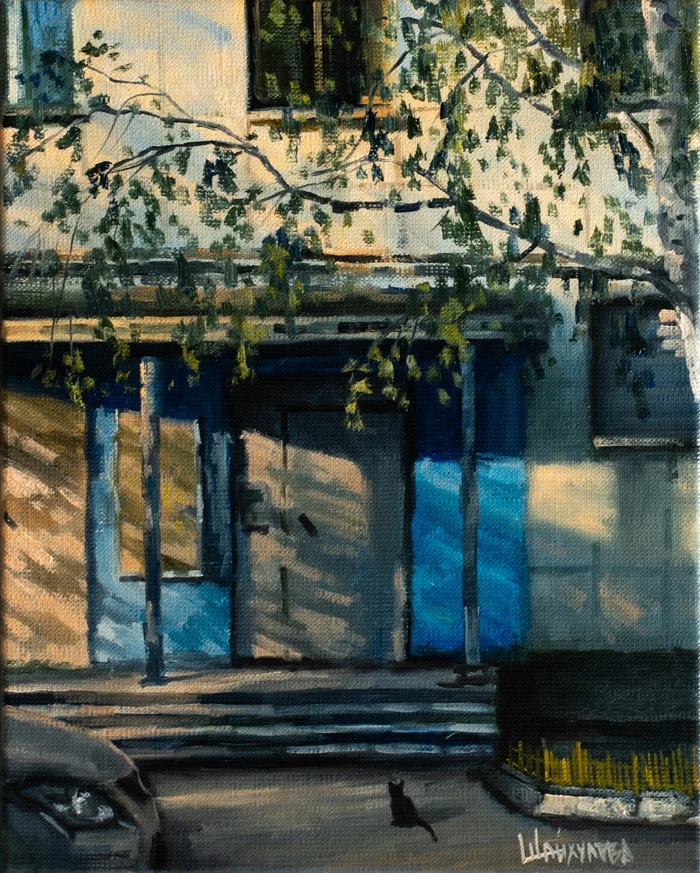 Summer courtyards in my painting - My, Art, Painting, Drawing, Landscape, Creation, Longpost